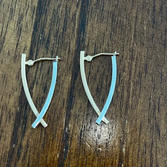 14k Gold and Silver Earrings - Picture 2 of 4